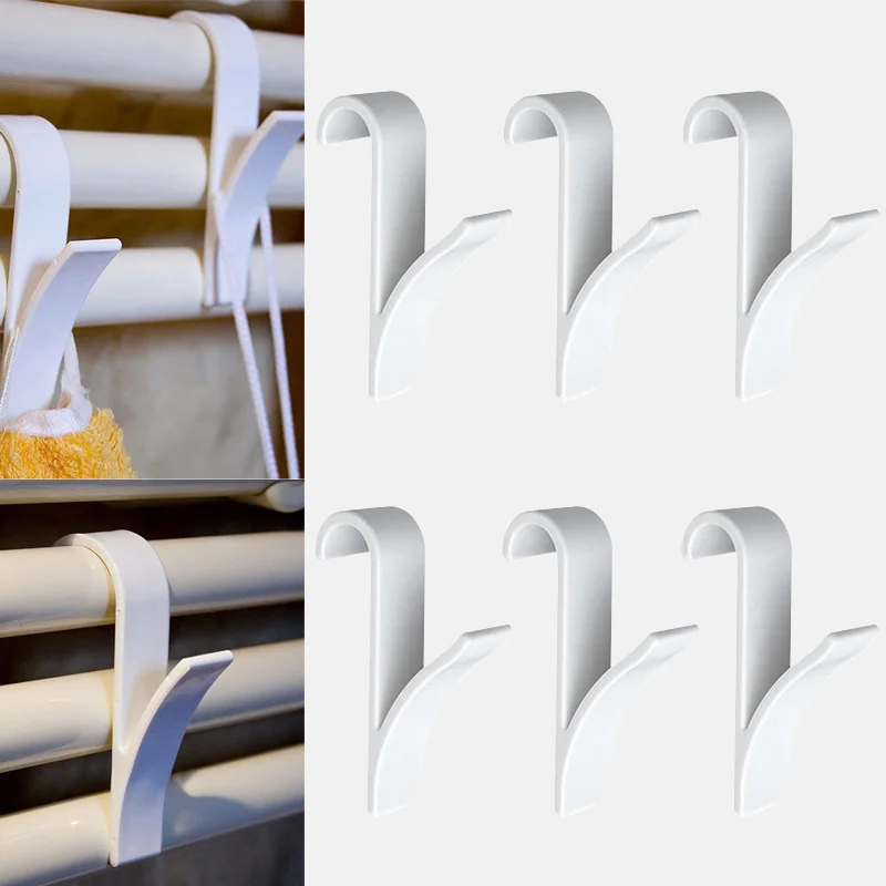 High Quality Hanger For Heated Towel Radiator Rail Clothes Hanger Bath Hook Holder Percha Plegable Scarf Hanger White 6pcs