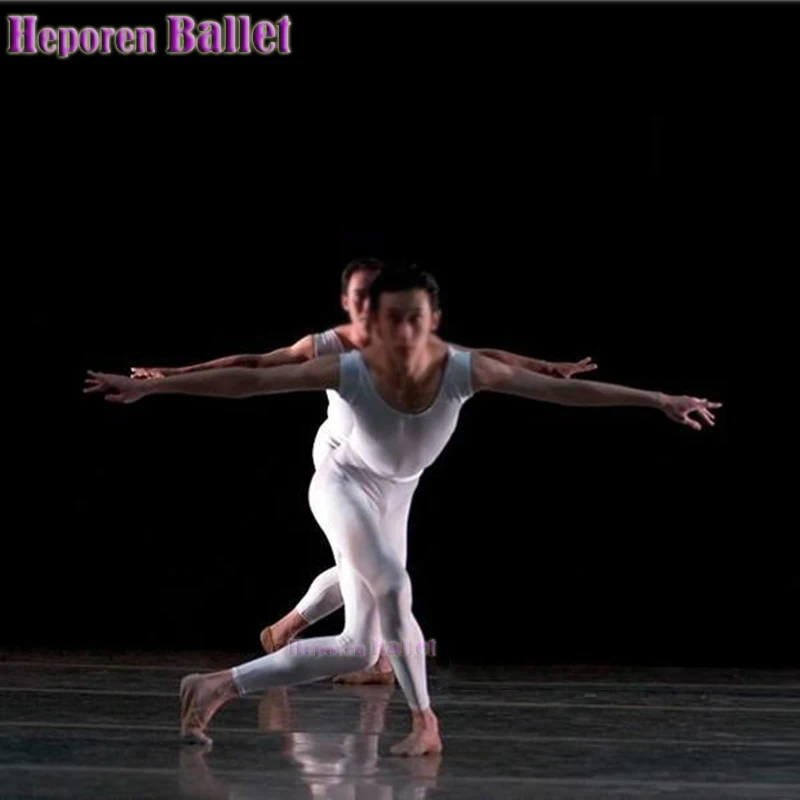 Professional Men's Easy-Dry White Or Black Ballet Jumpsuit,Practice Bodysuit Prince's Ballet Sleeveless Dance Clothes