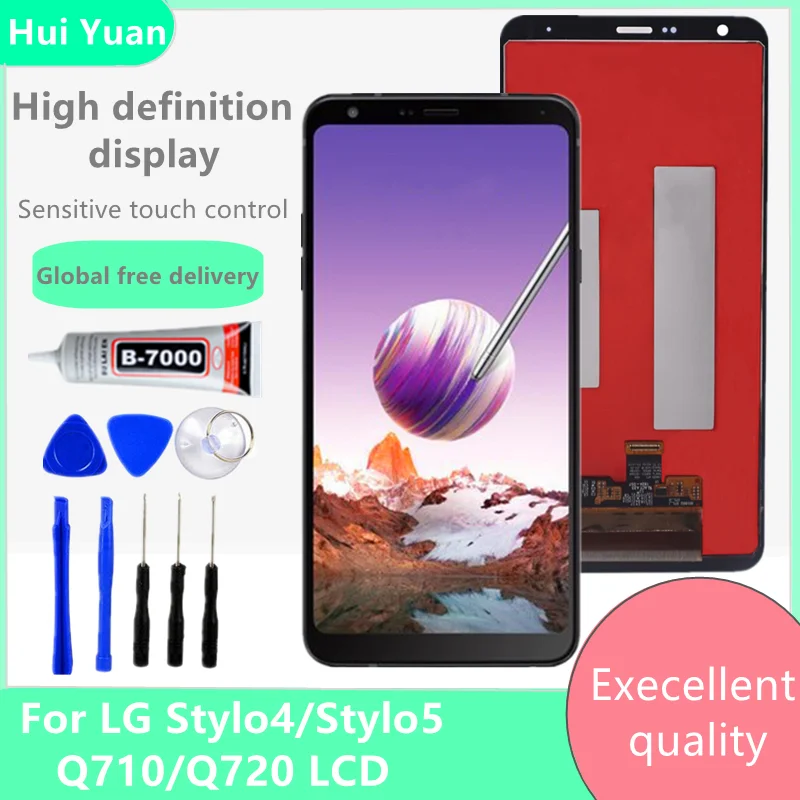 

6,2 "100% оригинальный новый для LG Q Stylo 4 ЖК-дисплей кодирующий преобразователь сенсорного экрана в сборе экран Замена для LG Q710MS с рамкой