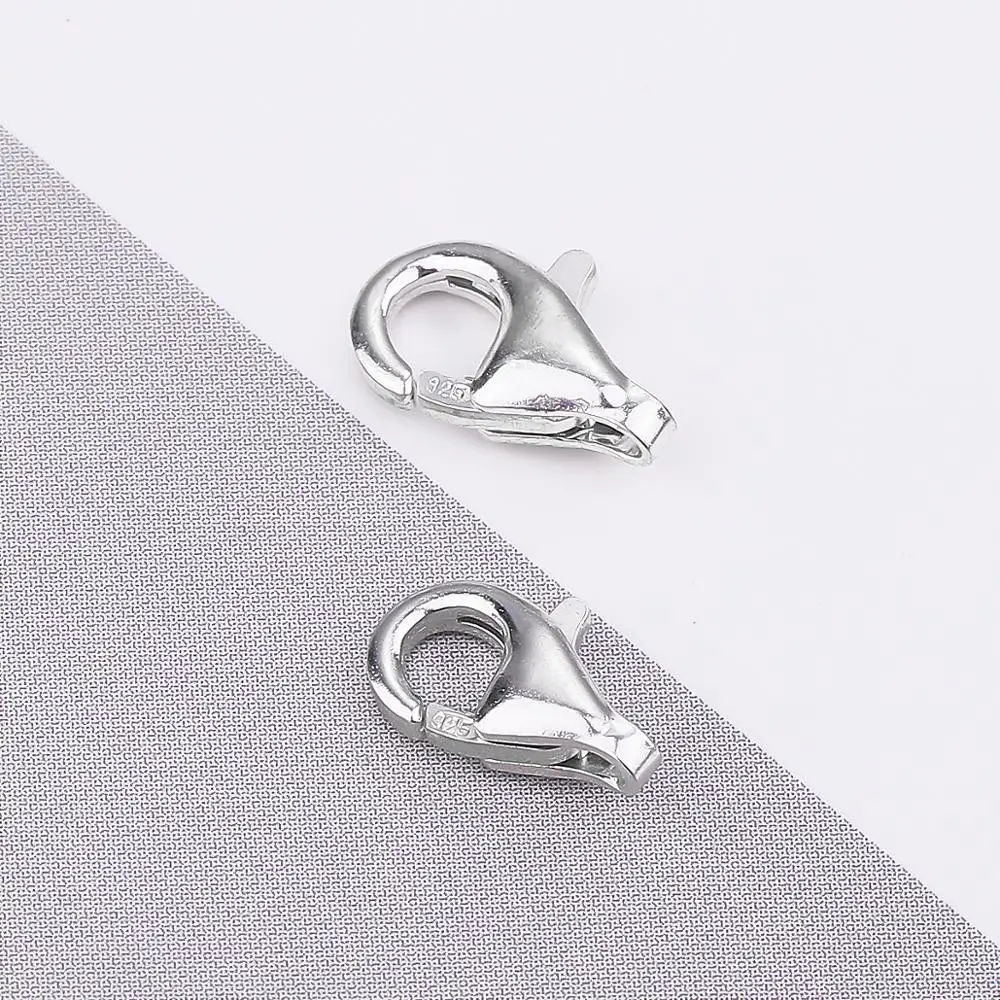 2pcs/lot 8/9mm 925 Sterling Silver Lobster Clasp Hooks End Connectors For DIY Jewelry Making Necklace Bracelet Accessories