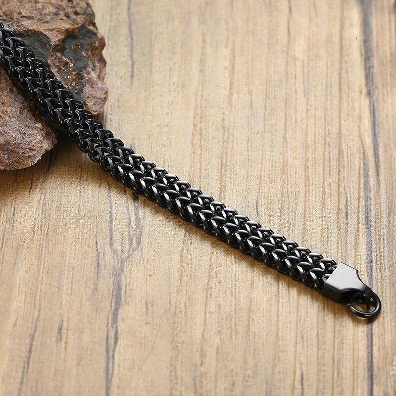 BALI STAINLESS STEEL FOXTAIL FRANCO CHAIN BRACELET FOR MEN JEWELRY 6-6.7MM WIDE