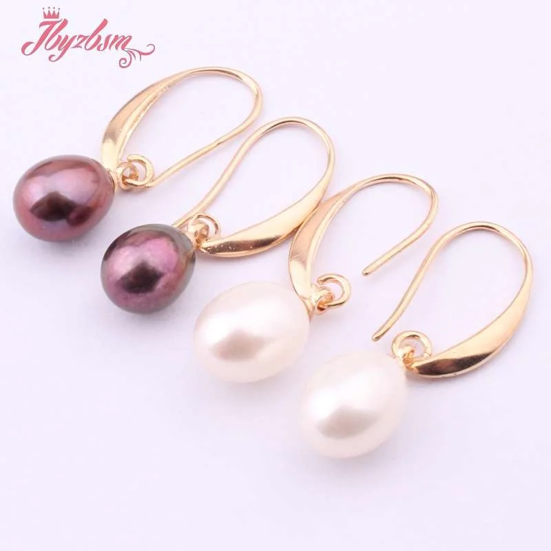 7x8-9x10mm Natural Oval Freshwater Pearl Gem Stone Tibetan Silver Dangle Hook Women Earrings For Woman Christmas Gift 1 Pair