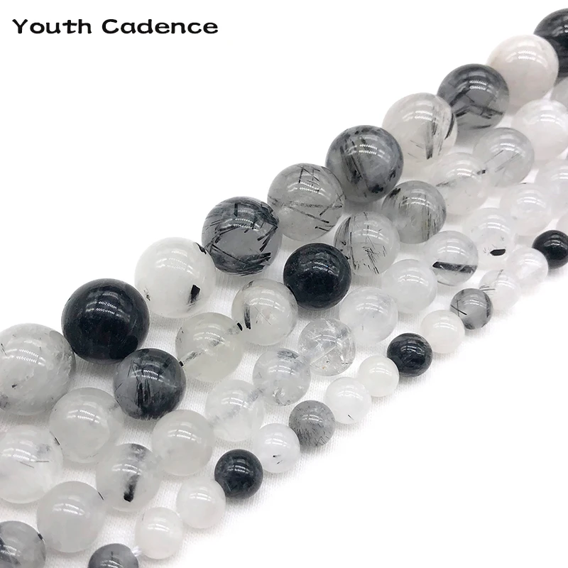 

Fctory Price Natural Black Rutilated Quartz Stone Beads For Jewelry Making DIY Bracelet Necklace 4/6/8/10/12 mm Strand15"