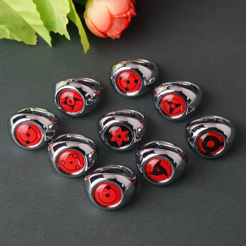 Anime Cosplay Ring Set Akatsuki Itachi Ring Women Men Metal Finger Jewelry Cool Best Friend Child Gift Figure Toys