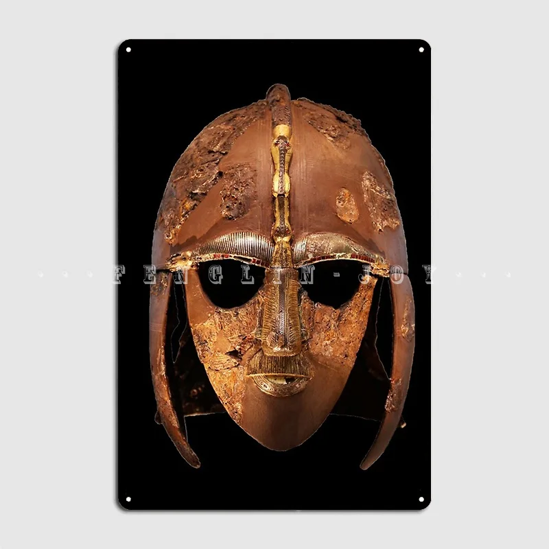 Helmet. Anglo Saxon. Sutton Hoo. King Raedwald Of East Anglia Metal Sign Pub Party Retro Plaques Tin Sign Poster