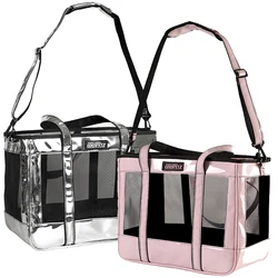 EDENPETZ Breathable Pet Dog Cat Carrier Mesh Leather Fashion Large Travel Puppy Kitty Carry Bag Shoulder Handbag