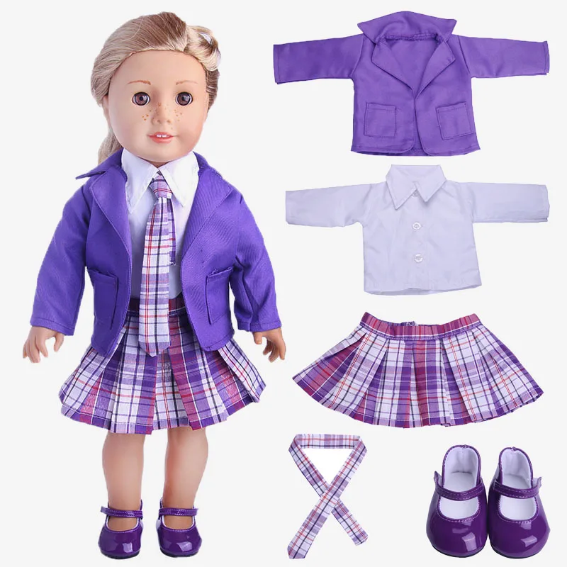 Doll School Uniform Clothing High Quality For 18 Inch American&43 Cm Born Baby Our Generation Birthday Girl's Toy Gift