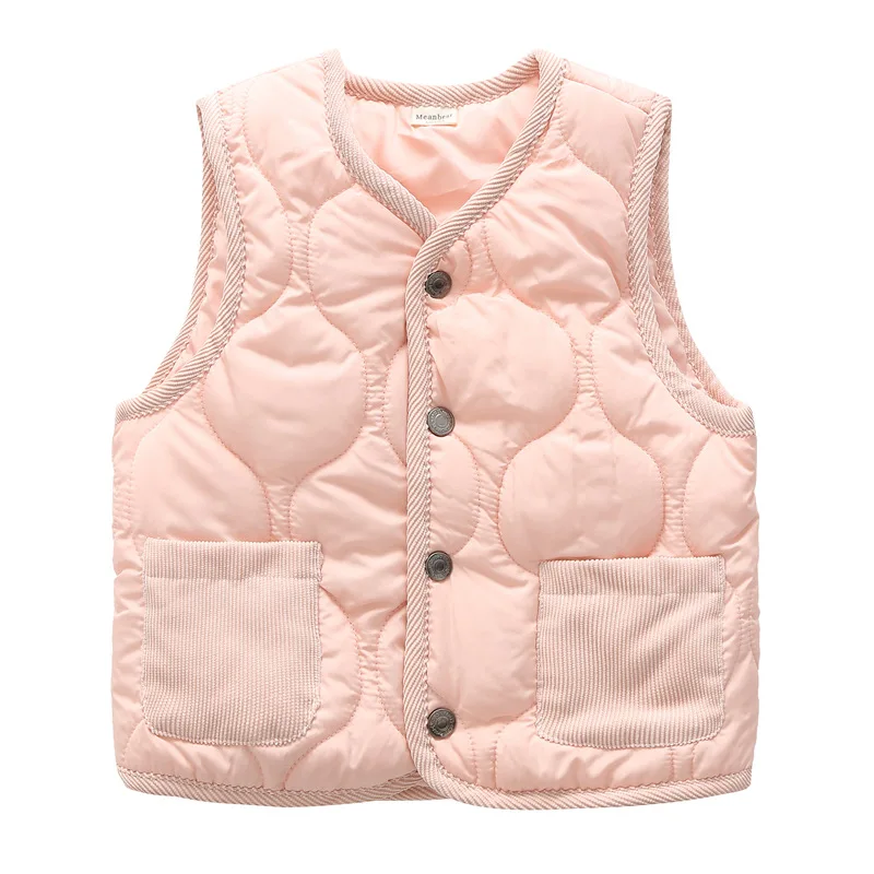 Brand Winter Child Waistcoat Quilted Single-breasted Warm Padded Baby Girls Boys Vest Kids Jackets For 2-12 Years Old