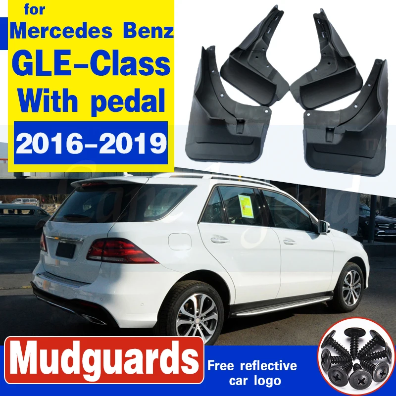 Set Mud Flaps For Mercedes Benz GLE Class W166 2016 2017 2018 2019 With pedal Mudflaps Splash Guards Front Rear Mudguards Fender