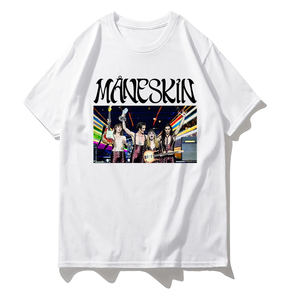 Maneskin Hip Hop drukuj Goth Harajuku kobiet T-shirt na co dzień panie podstawowe o-kołnierz krótki rękaw y2k topowy Tshirt dziewczyna, Drop Ship