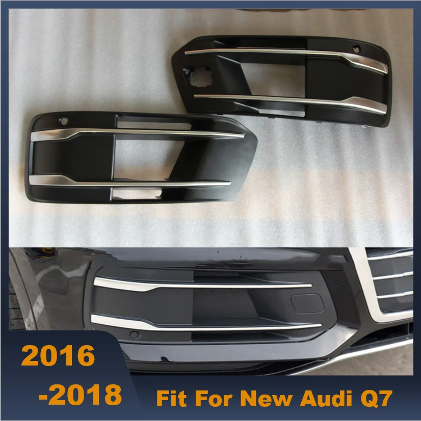 High Quality 2PCs ABS Front Bumper Lower Grilles Grill Foglight Fog Light Cover Fit For Audi Q7 2016-2018