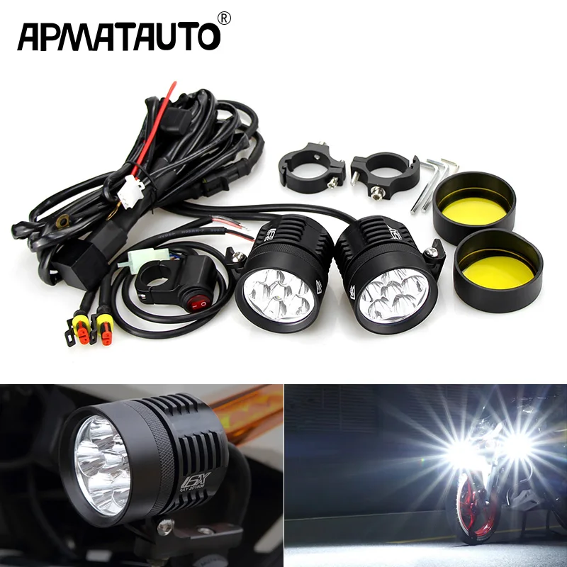 Plug&Play 60w motorcycle headlights auxiliary Fog lamp LED motorbike spotlight accessories For Yamaha HONDA Husqvarna Kawasaki