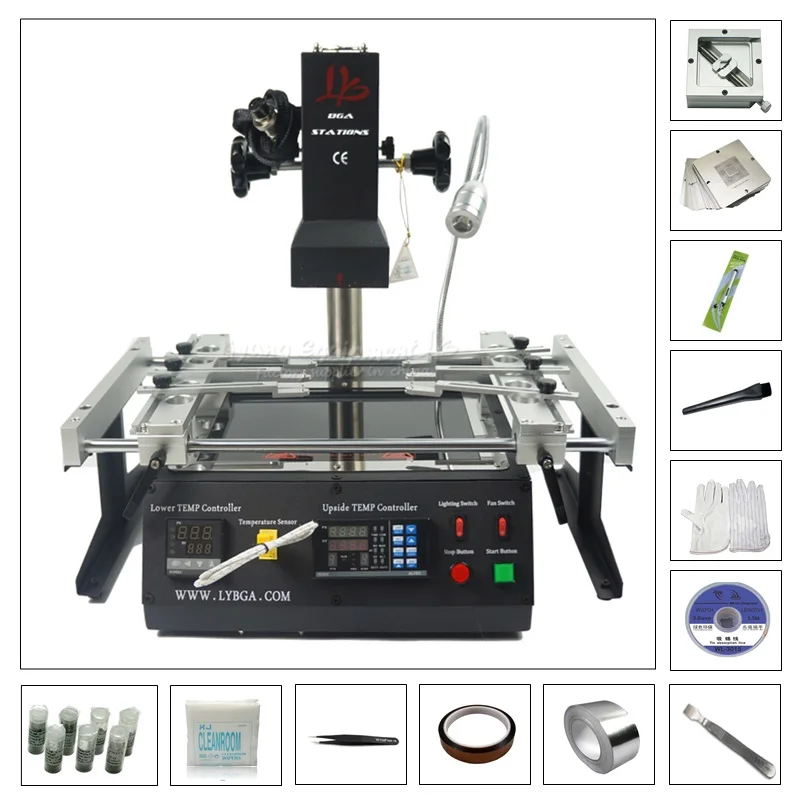 BGA Rework Station 2 Zones Infrared Heater 2300W Repair Soldering Station with BGA Reballing Stencils Kits & Machine Repair Tool