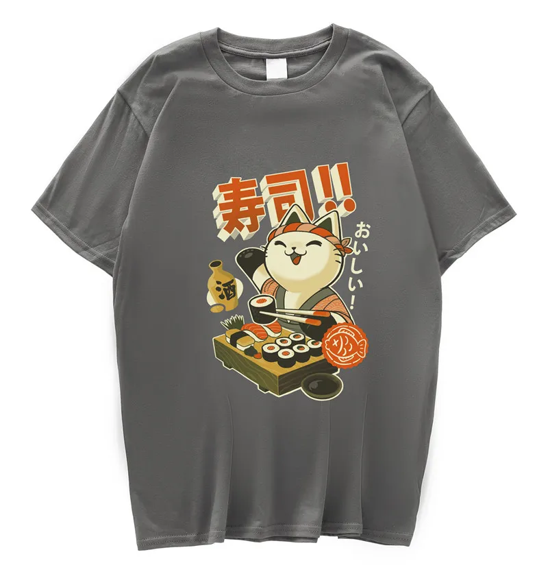 Manga Sushi Japan T Shirt Men/women Aesthetic Cute Cotton Cool Vintage T-shirt Harajuku Streetwear Camisetas Hombre Anime Tshirt