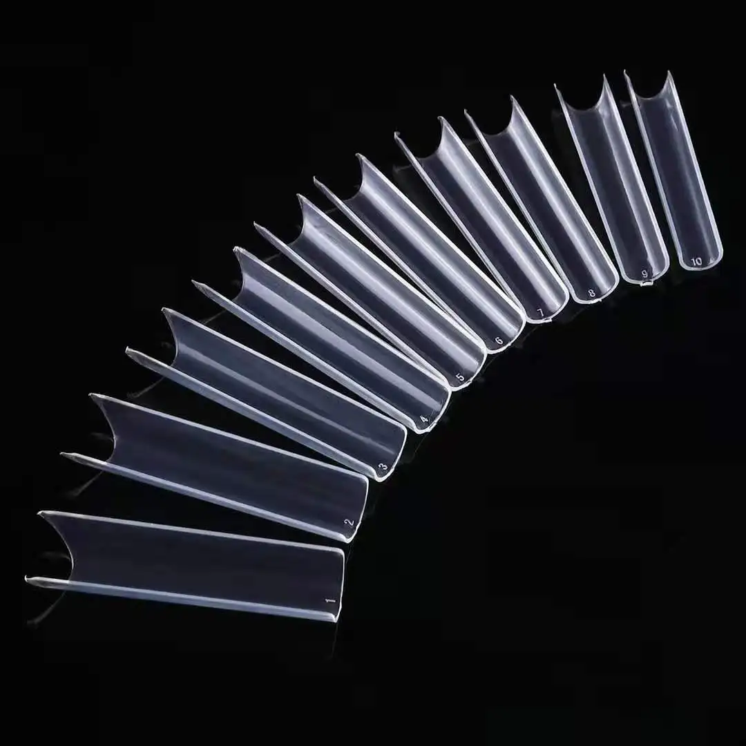 500pcs XXL C-curve Acrylic Fake Tips Square Extra long Water pipe 10 Sizes Fake nails transparent Professional Manicure Tip