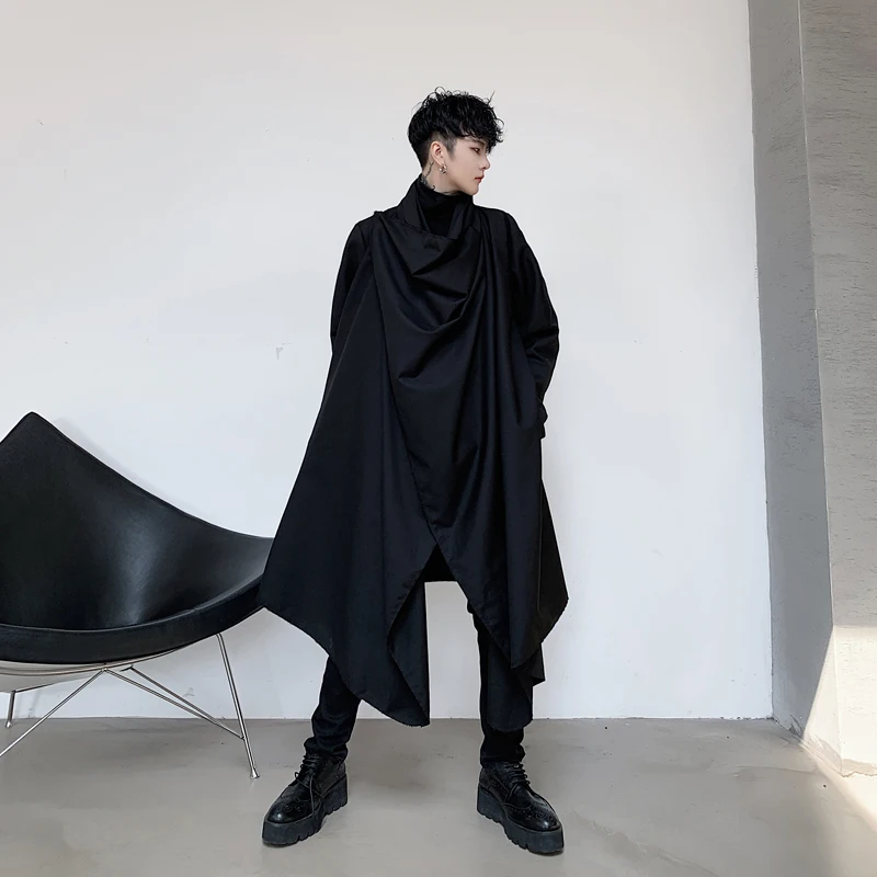 

Autumn new dark department personality Collar Design Men's medium-length loose windbreaker hairdresser youth jacket fashion