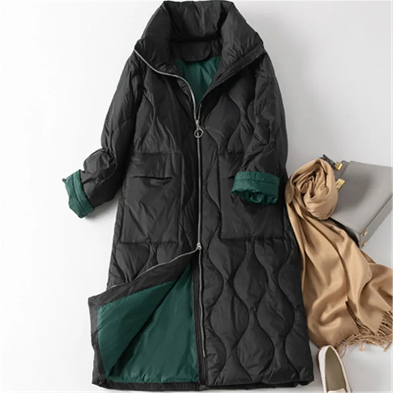 Sanishroly 2022 Women Winter Down Coat Casual Warm Thicken White Duck Down Jacket Parka Ladies Long Puffer Outwear Tops SE1021