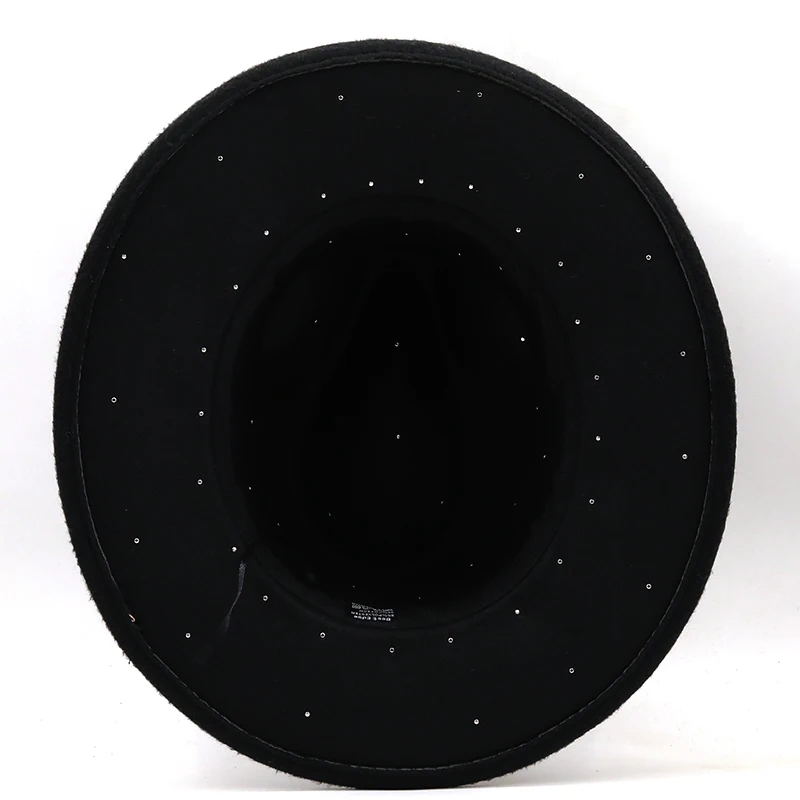 New Women Men Wool Fedora Hat With Big Pearl Gentleman Elegant Lady Winter Autumn Wide Brim Church Panama Sombrero Jazz Cap