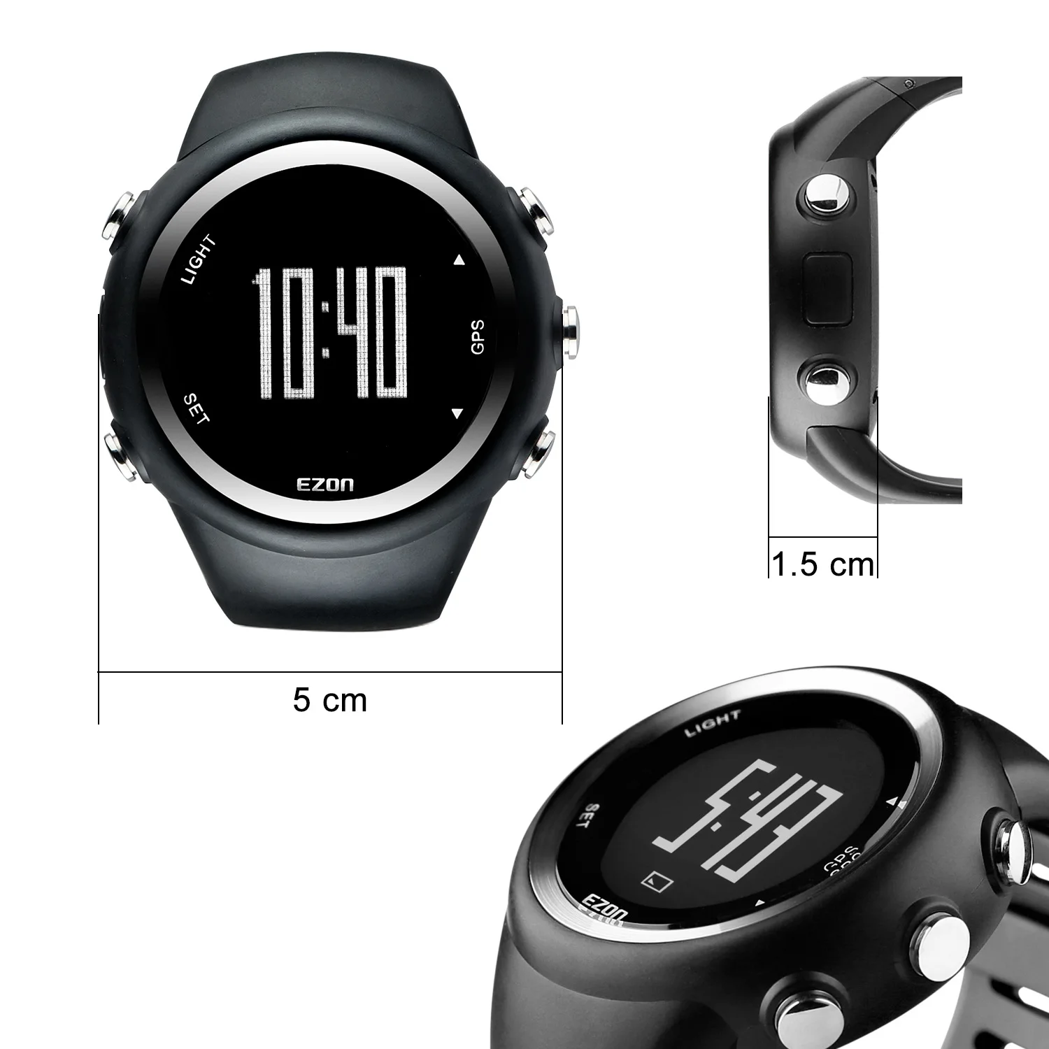 Heren Digitale Sport Polshorloge Gps Hardloophorloge Met Snelheid Tempo Afstand Calorieverbranding Stopwatch 50M Waterdicht T031