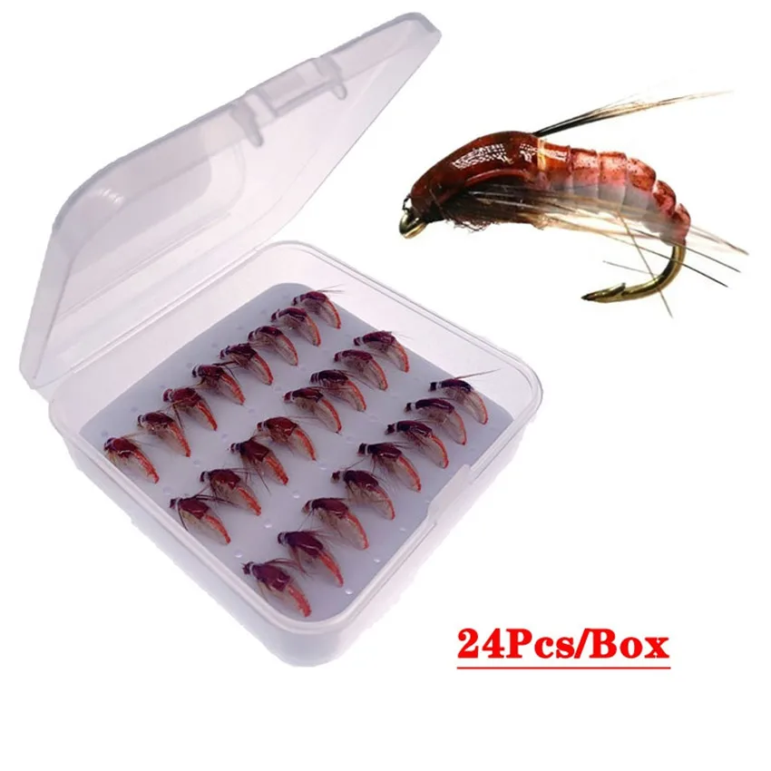 

6/12/24Pcs/Box 10# Fast Sinking Nymph Scud Fly Bug Worm Trout Fishing Flies Artificial Insect Fishing Bait Lure