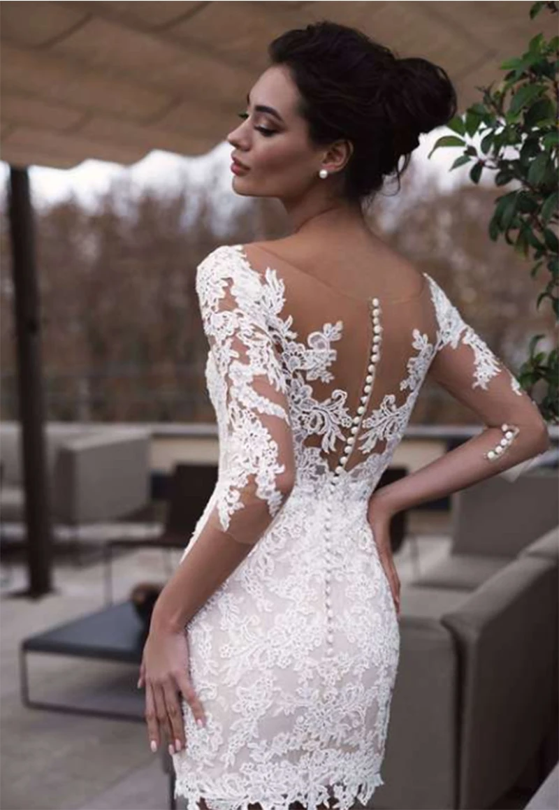 Robe de mariée sexy à demi-manches, mini robe courte pour les patients de la mariée, sur mesure, 2023