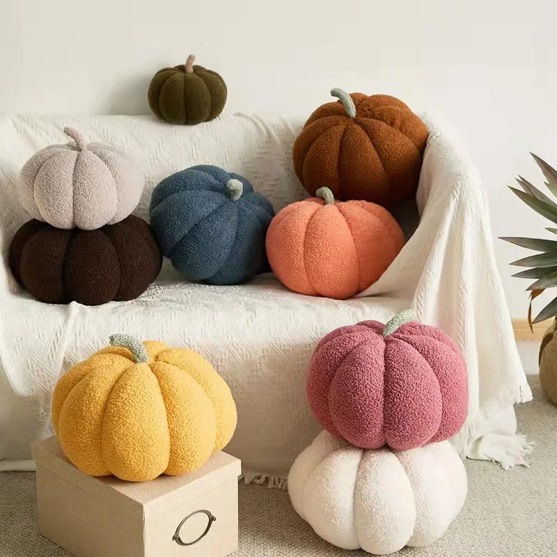 High Quality Luxury Woody Decor Pumpkin Shaped Pillow Nordic Style Room Decor Pillow Plush Sofa Living Room Bedside Bed Cushion