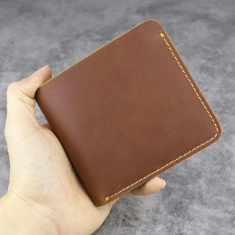 Cow Leather Men Wallets with Zipper Coin Pouch Vintage Handmade Short Genuine Leather Male Purse Luxury Design 2019 New