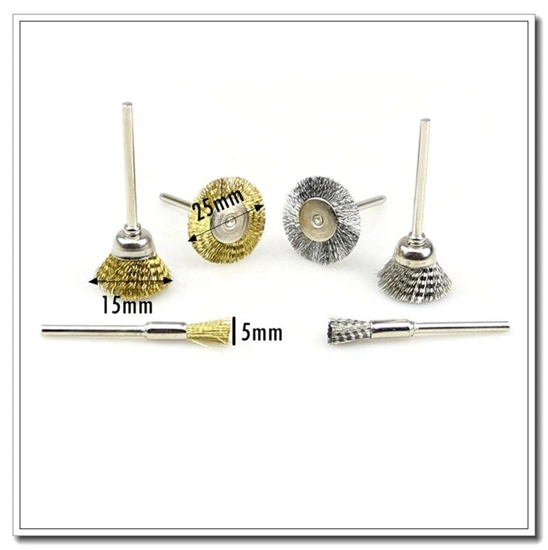 100 Stück Mini-Stahldrahtbürste mit 3 mm Schaft – Detail 1