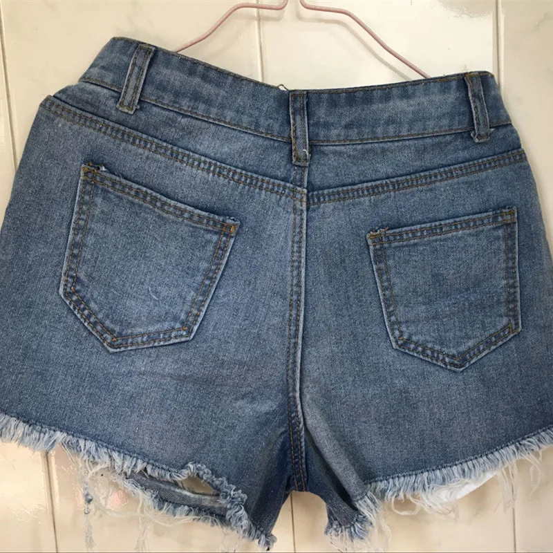 Sexy buraco hotpants verão cintura alta afligido denim shorts quentes mulheres rasgado calças curtas senhoras do vintage mini booty shorts jeans