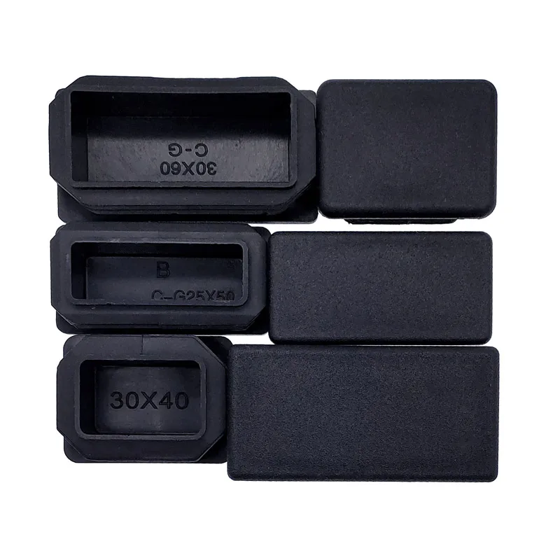2Pcs Steel Plastic rectangular pipe plug Furniture Leg plug Anti Slip Feet Protector Pad tube cap plug cap Black image 3
