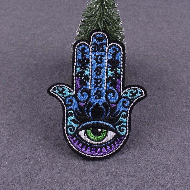 Hand of Fatima Patch Iron On Patches For Clothing DIY Hamsa Hand Fatima Patch Embroidered Patches On Clothes Stripes Decor