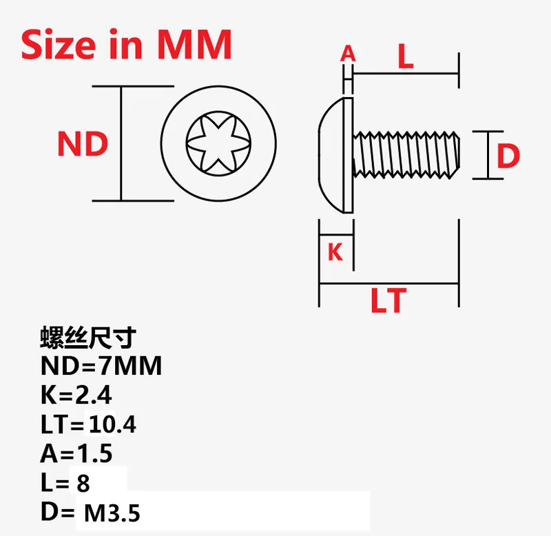 Custom Tactical Folding Tool Stainless Steel T8 Torx Screws for CZ 75 Grips Screws SP-01