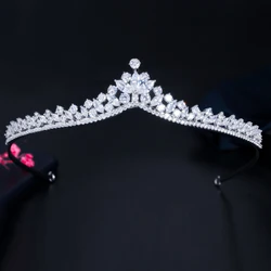 CWWZircons Gorgeous Cubic Zirconia Big Bridal Tiaras and Crowns Hair Accessories for Women Wedding Costume Headwear Jewelry A030