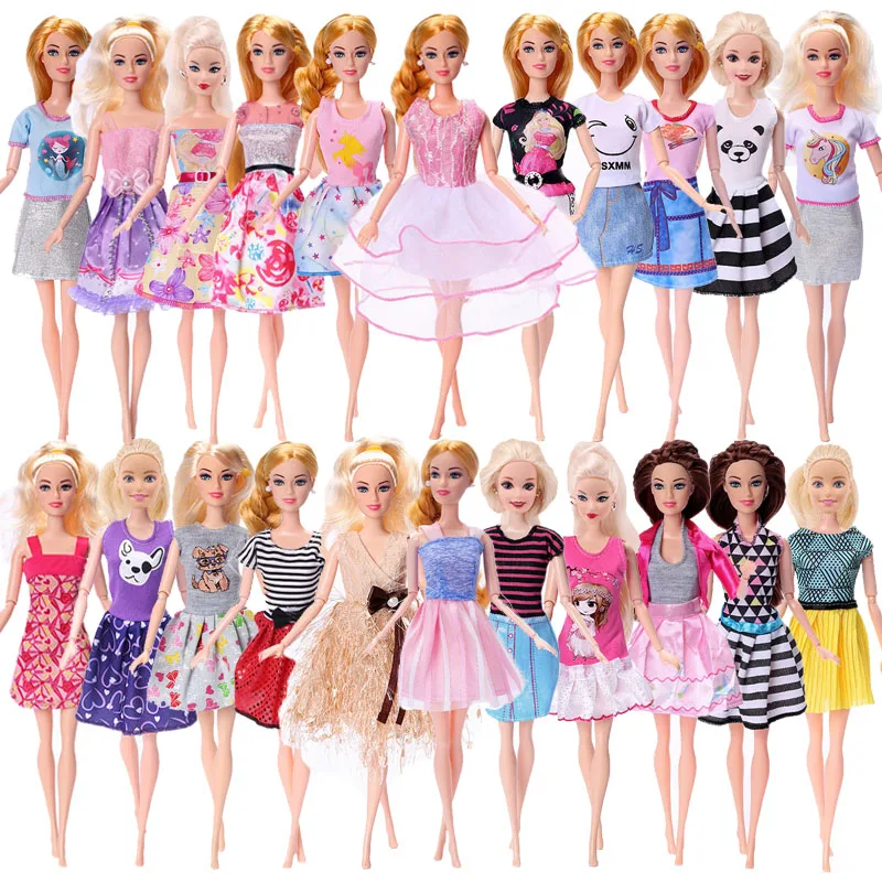 5 Pcs Barbies Clothes Daily Wear 2 Sets Swimsuits Bikini+2 Pcs Dresses+1Pcs Outfit For Barbies Doll Russia DIY Girl`s Toy Gifts