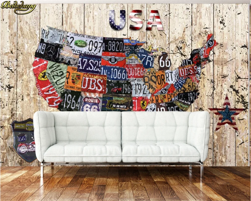 

beibehang Custom 3d wallpaper mural retro nostalgic american map tv background wall home decoration papel de parede wall paper