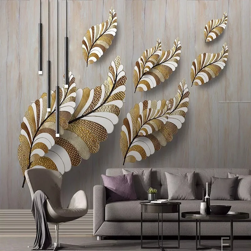 

Bacal Custom large mural 3D wallpaper Modern creative 3d space abstract feather living room TV back wall decor deep 5D embossed