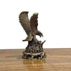 Antique Solid Copper Ornaments Bronze Flying Eagle Statue Brass Miniatures Figurines Home Decorations Office Desk Decor Tea Pets