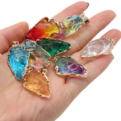 Natural Crystal Triangle Pendant Rainbow Colors Transparent Charms for Jewelry Making DIY Necklace Bracelet Earring Accessories