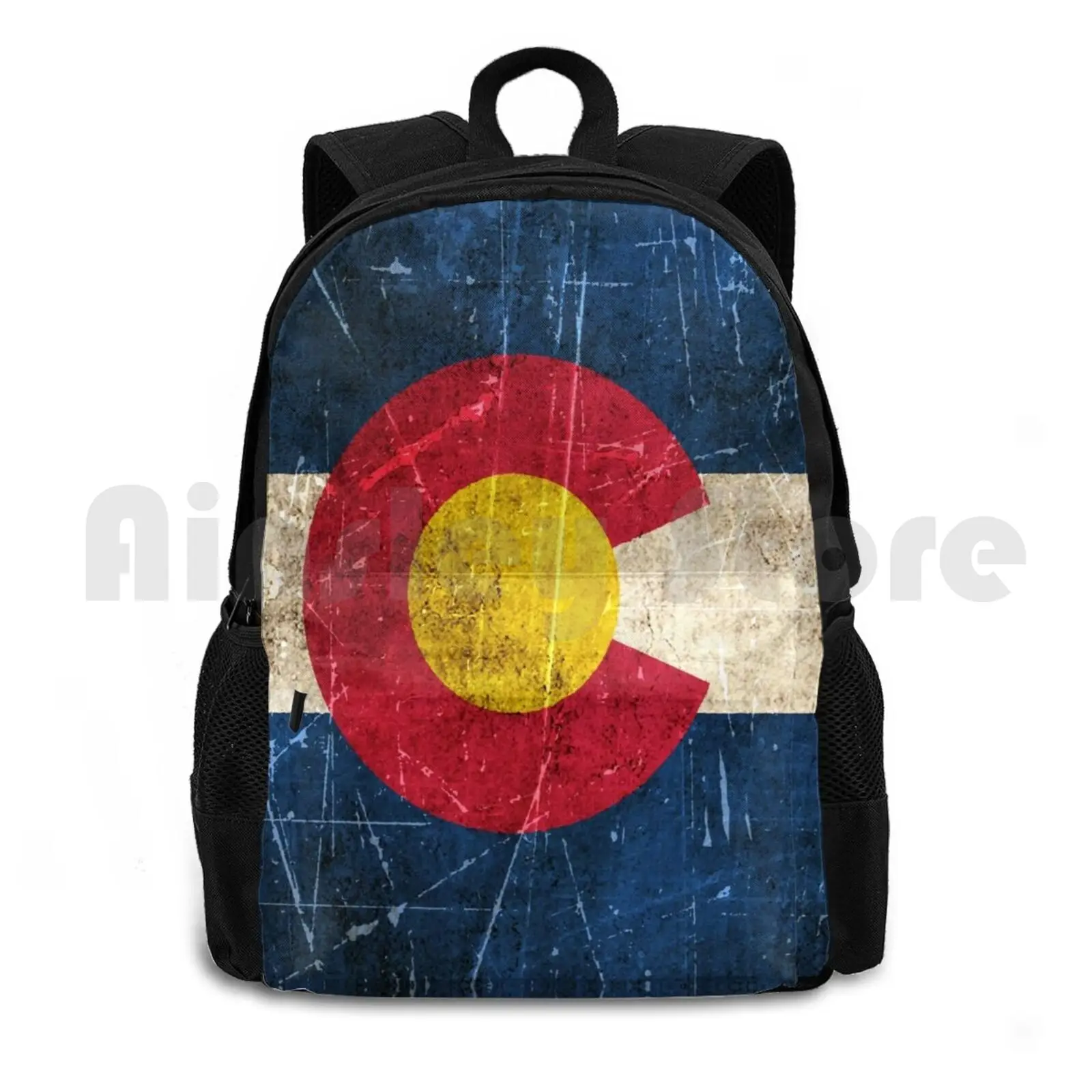 Vintage Aged And Scratched Colorado Flag Outdoor Hiking Backpack Riding Climbing Sports Bag Colorado Flag Of Colorado Coloradan