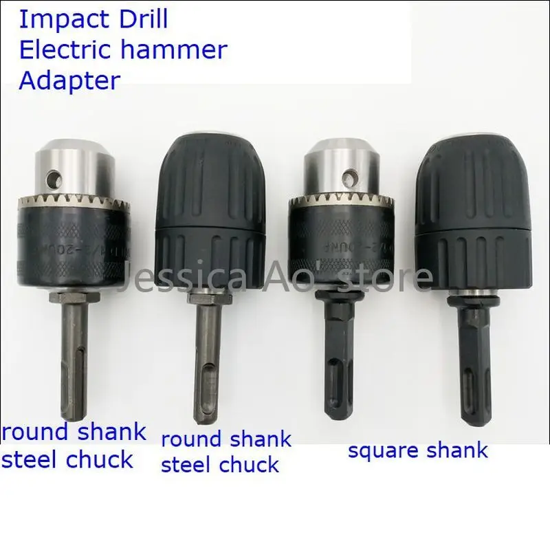 Electric Hammer Conversion Head Impact Drill Adapter Air Screw Driver Change Electric Drill Chuck 1/4 Hex Convert To 1/2 Screw