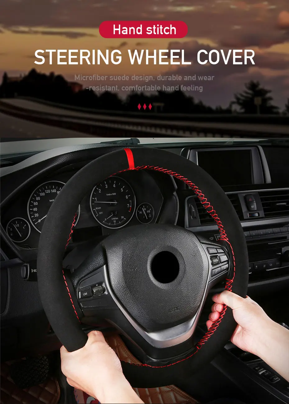 Pelz Lenkrad Abdeckung Für Auto Universal 38 cm Geflochtene Auto Lenkrad Schutz Abdeckung Leder Anti Slip Innen Teile – Detail 3