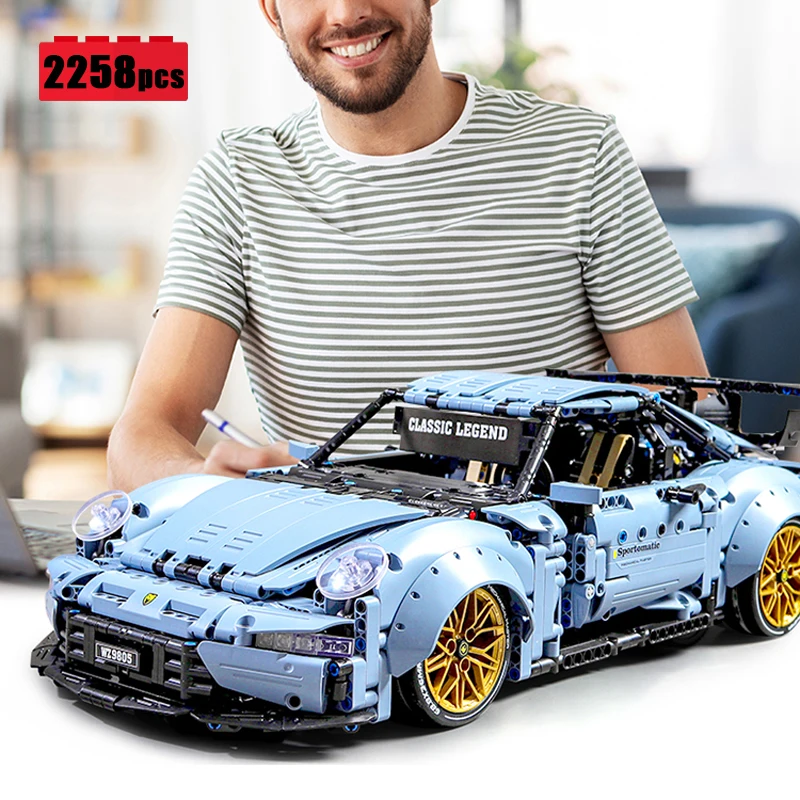 New 1:10 City Classic Sports Car Building Blocks Model MOC High Tech Racing Vehicle Bricks Assembling Toys for Children Gift Set