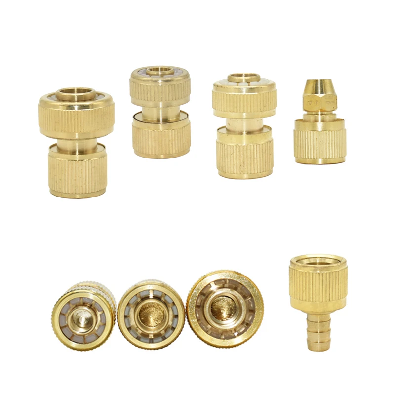 

5pcs Brass 3/8 1/2 3/4 Inch Hose Quick Connector Garden 8/11 16mm 20mm 25mm Hose Copper Waterstop Connector Water Gun Fittings