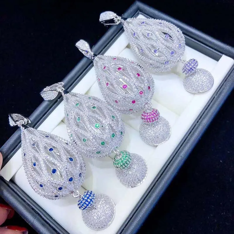 27*80mm CZ Colorful Metal Micro Pave Cubic Zirconia Hollow Ball Connector