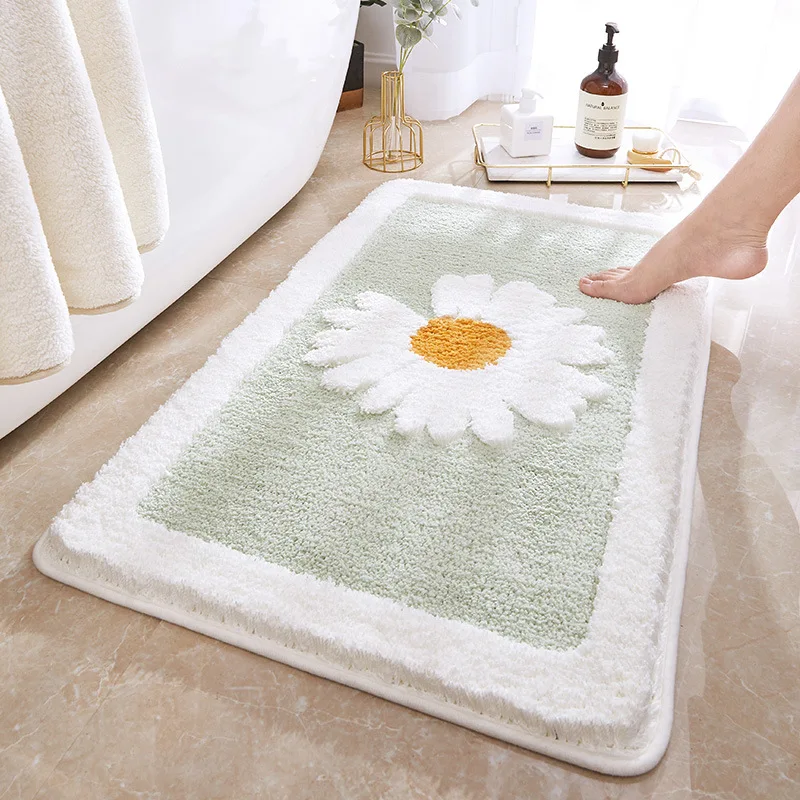 Anti-slip Little Daisy Bathroom Absorbent Dry Feet Toilet Doorway Carpet Rug Family Entrance Door Floor Mat Bedroom Kitchen Soft