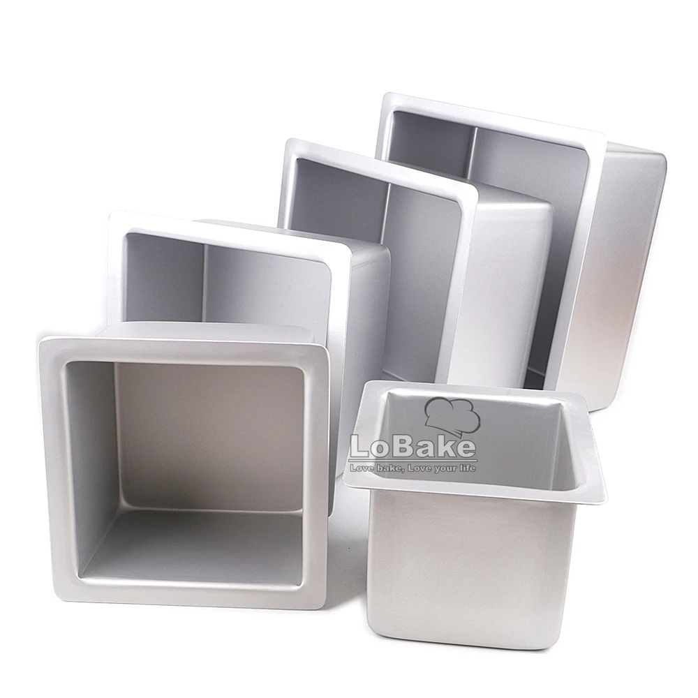 4 5 6 7 8 inches inside width square cube shape smooth anodizing aluminium ancient taste cake mold toast maker DIY oven bakeware - view 3