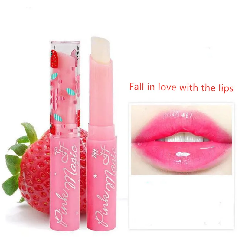 Winter Protect Lips Balm Makeup Temperature Changed Color Lipbalm Pink Strawberry Moisturizer Nutritious Lipstick Women T0032