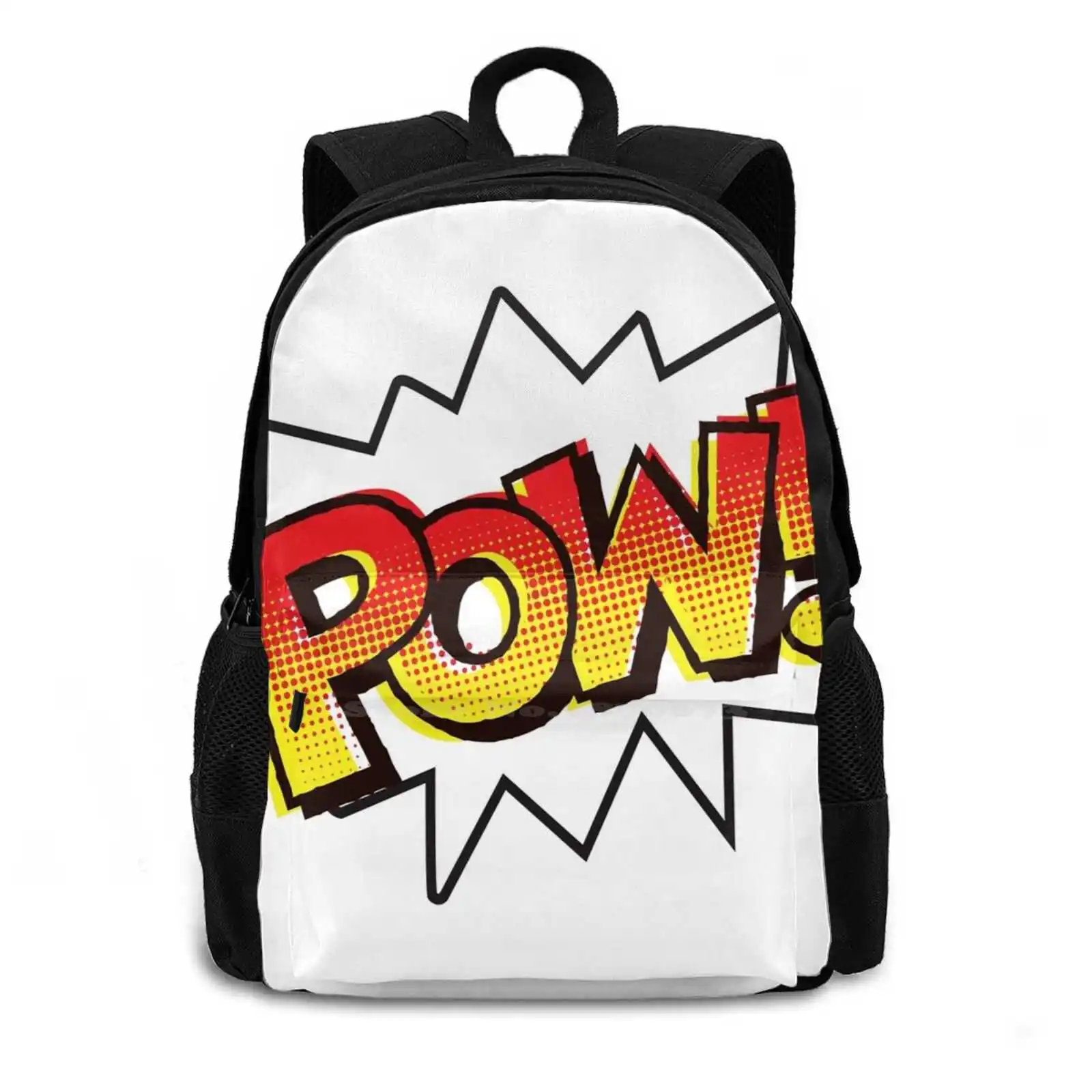 Pow! Onomatopoeia Rucksack Knapsack Storage Bag Backpack Pow Comic Manga Cartoon Typography Text Book Wonder Women Strip