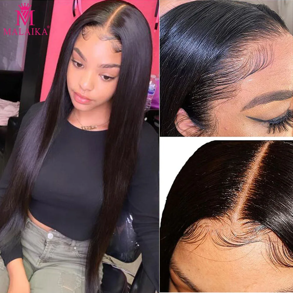 

Malaika Hair Salon Hair Straight 13x6 Lace Front Human Hair Wigs Brazilian Virgin Remy Hair For Black Women 180 Lace Frontal Wig