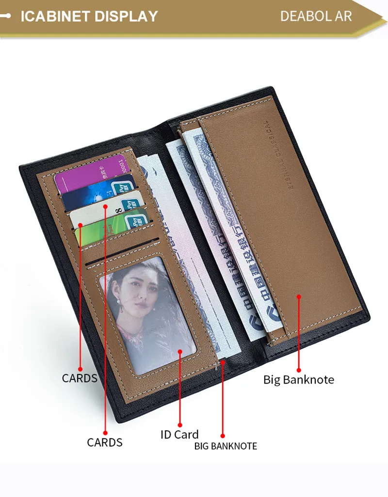 2024 New Wallet Long Korean Youth Business Wallet Multi-card Wooden Grain Student Soft Wallet Wallet